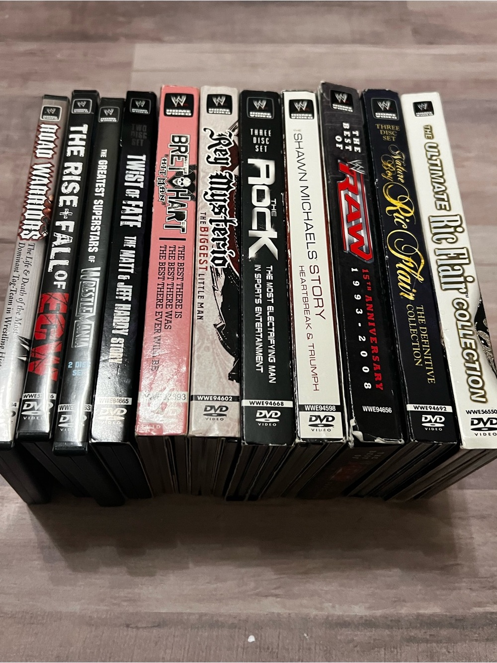 Lot of 11 WWE Wrestling DVDs Attitude Era Ric Flair Raw Smack Down Bret The Rock